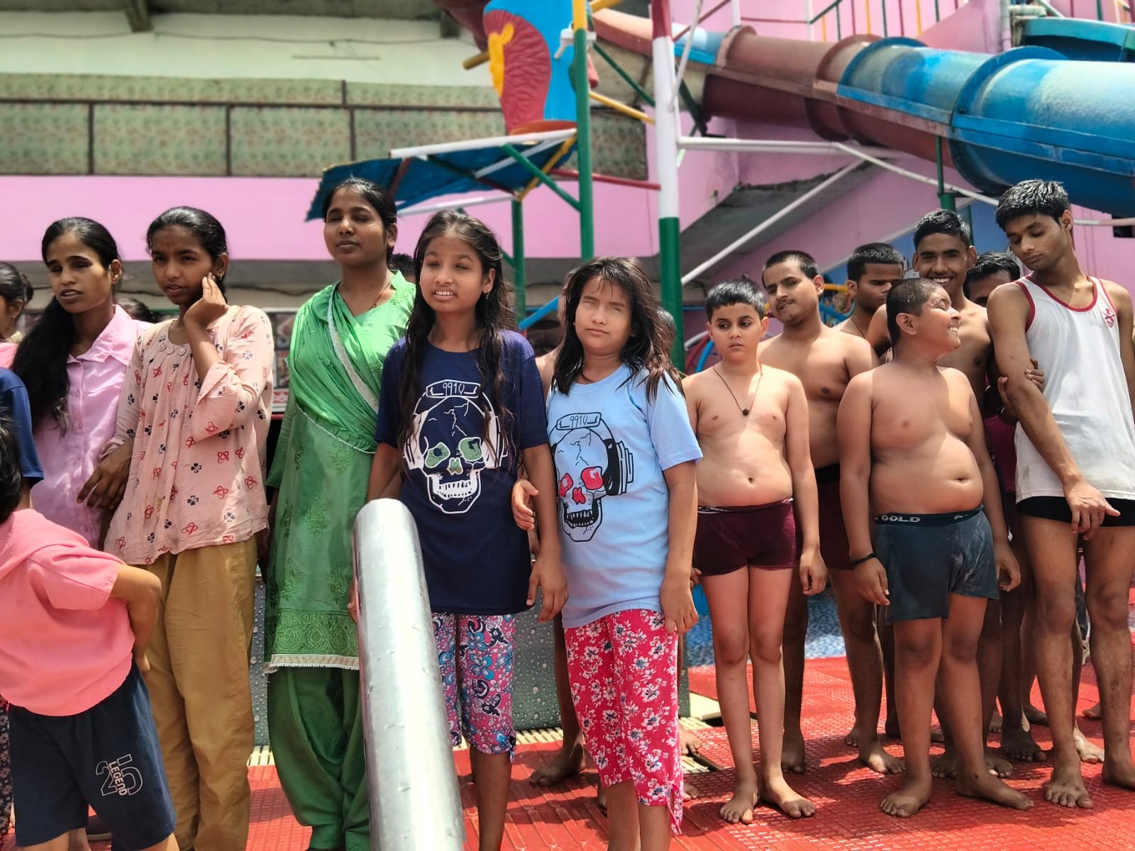 "Splashing into happiness: Pool day for our special stars!" 🌊✨